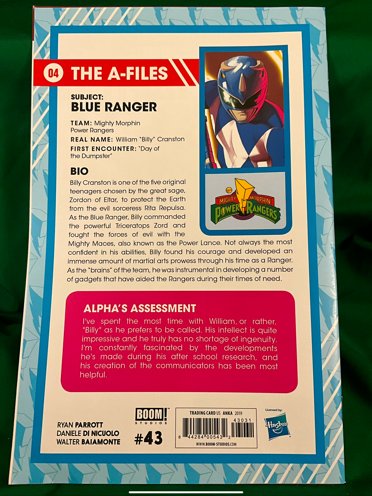 Mighty Morphin Power Rangers #43 Comic - 1:20 Anka Trading Card Variant