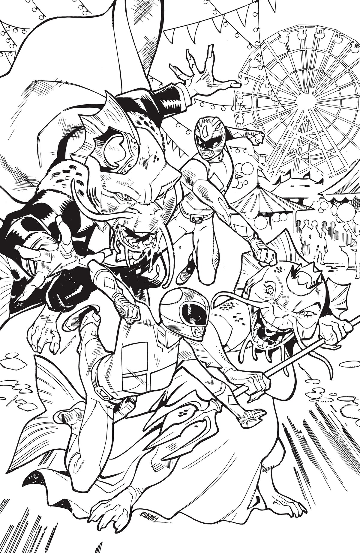 Mighty Morphin Power Rangers (2026) #4 Comic - 1:25 Balam B&W Variant